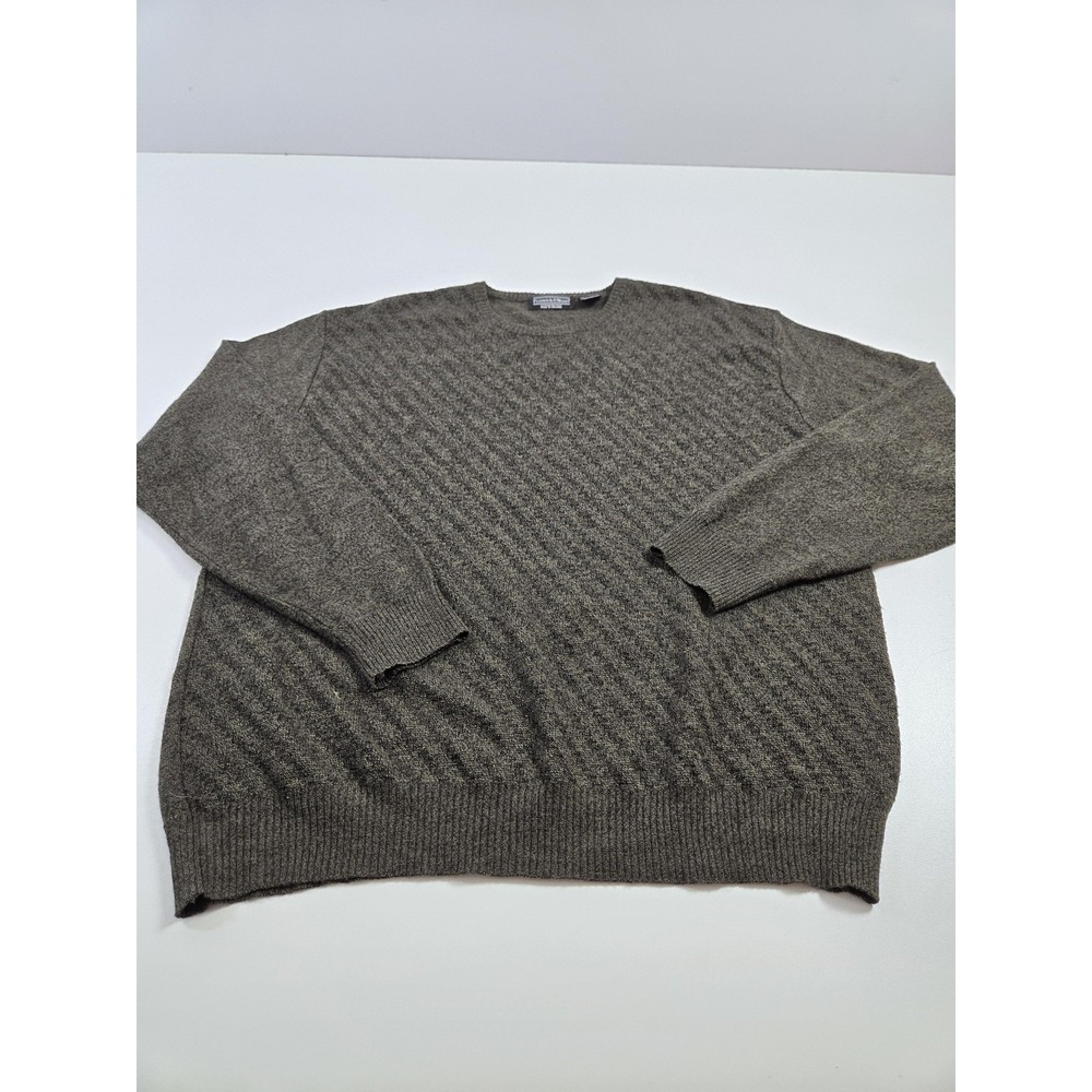 Preswick & Moore Sweater Mens XL Brown Wool Blend Crewneck Textured Knit